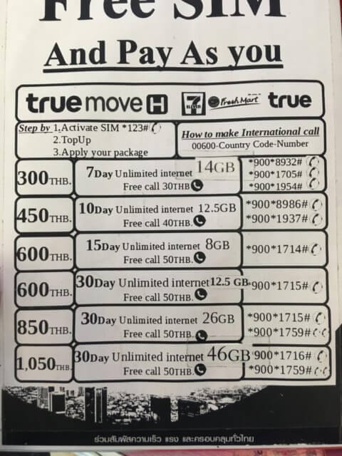 プーケット国際空港SIMカード料金